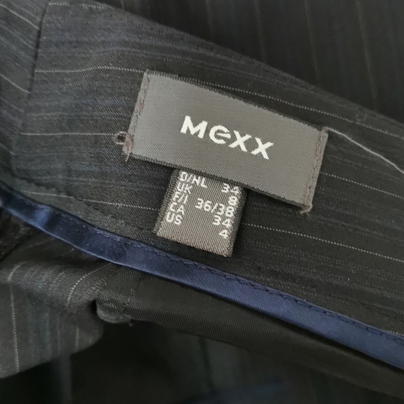 Mexx suit, Jacket and Pants( both size 4 US). Black with grey and blue lines. - Picture 5 of 6